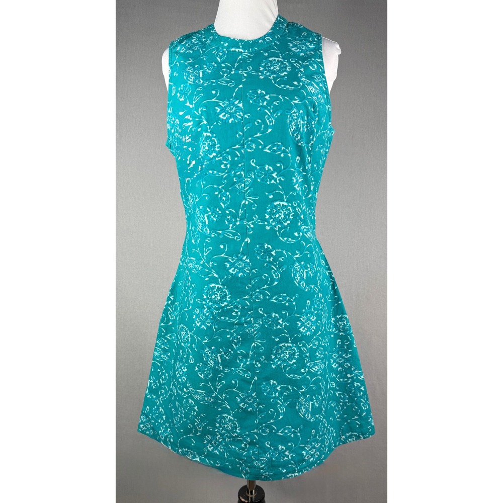 Julia Amory Baby Jane Poplin Dress Women Size S Jade Petunia Teal Floral Mini
